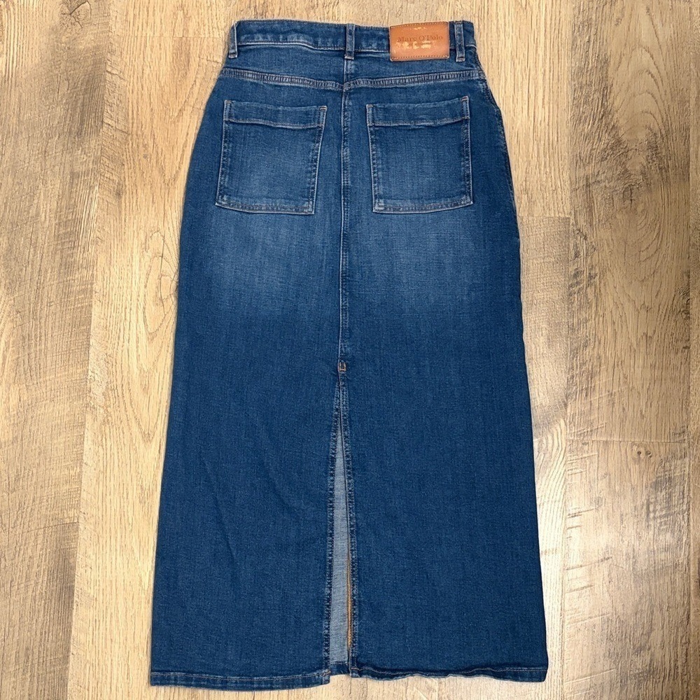 Marc O'Polo Denim Maxi Skirt Blue Patch Pocket High Waist Long Skirt Size 27 - Picture 4 of 4